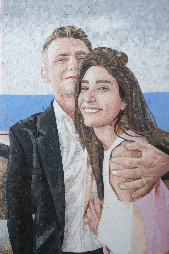 Obra de mosaico - linda pareja