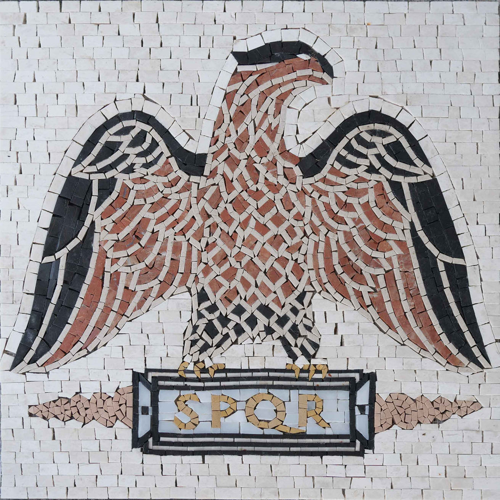 Arte em mosaico de águia SPQR