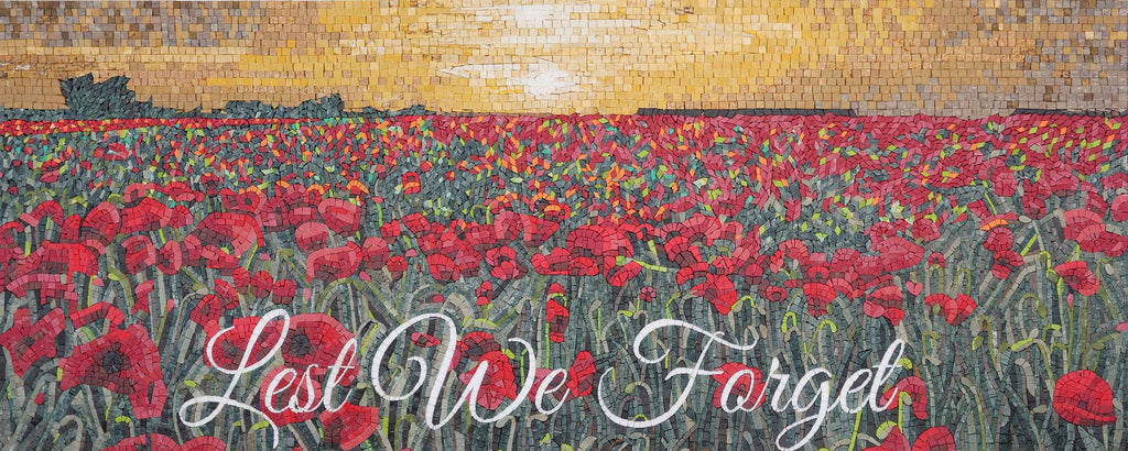 Campo de mosaico de tulipanes rojos