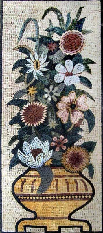 Mosaico di fiori di camelie e garofani