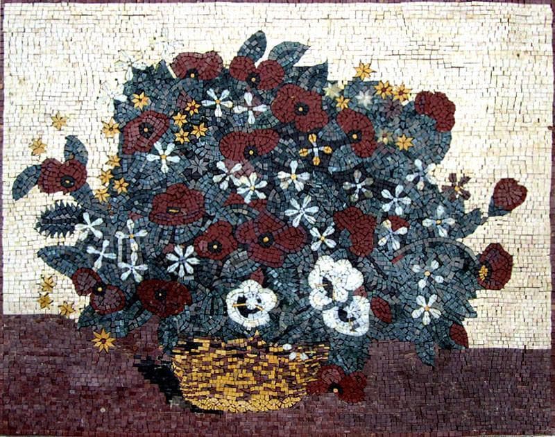 Bianco e Rosso Coquelicot Mosaico Art
