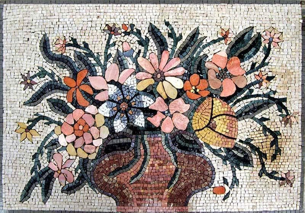 Floral Arrangement - Marble Mosaic Artworks Jar Flowers - Mesh Backing