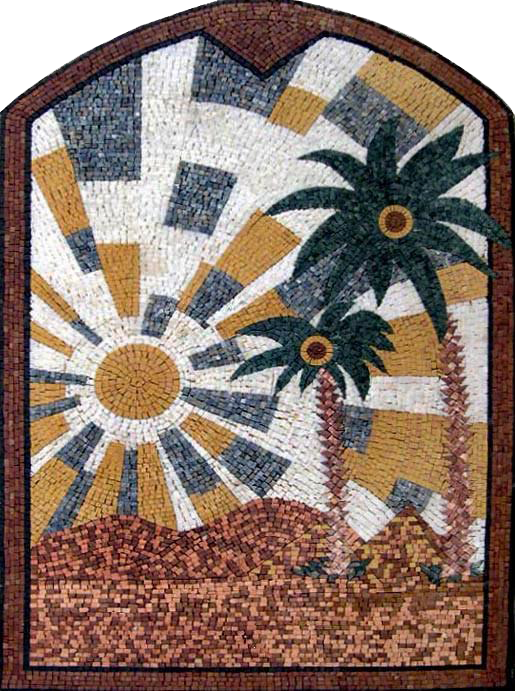 Пальма и мозаика заката