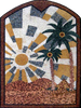 Mosaico de palmeiras e pôr do sol