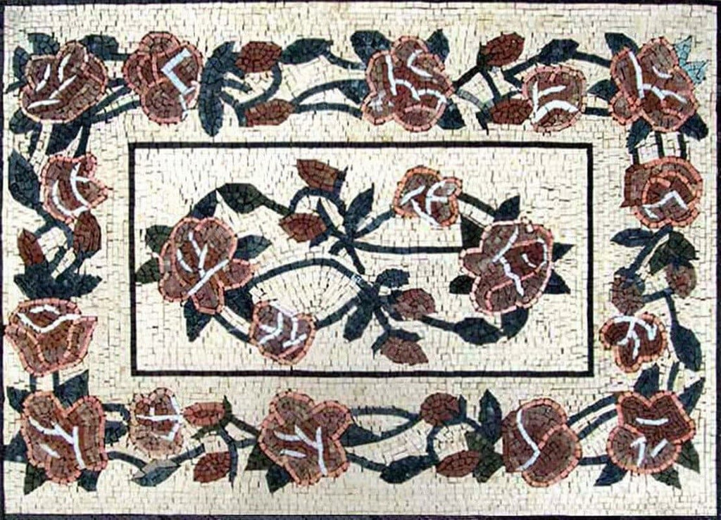 alfombra de mosaico de piedra de flores