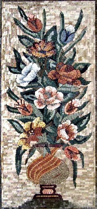 Azulejo de arte mosaico de flores de clavel multicolor