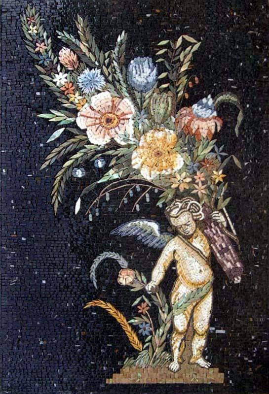 O querubim do mosaico das flores
