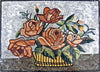 Mosaico de cesta de flores de peonías