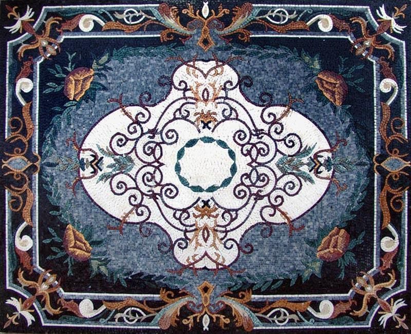 Floral Mosaic Rug Floor Inlay Art Tile