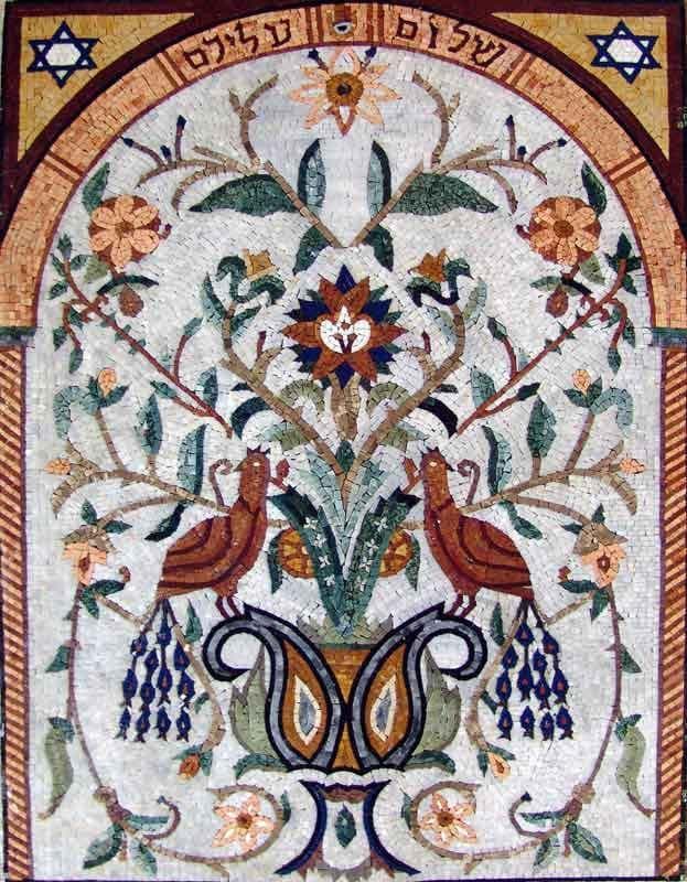 Mosaicos de mármol arqueados - Peafowls de Flowers