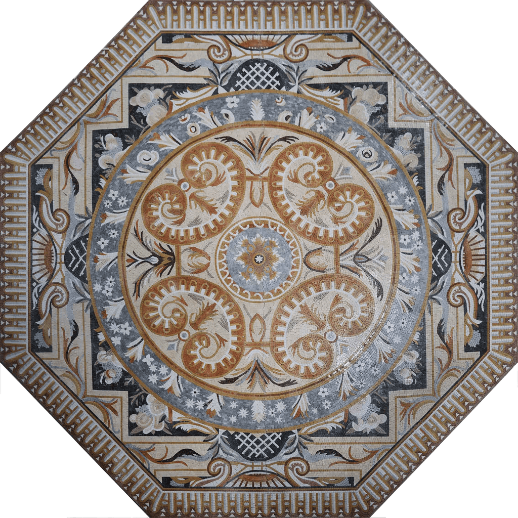 Octógono floral - arte em mosaico