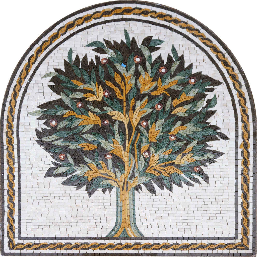 Opera d'arte a mosaico - Albero d'autunno ad arco
