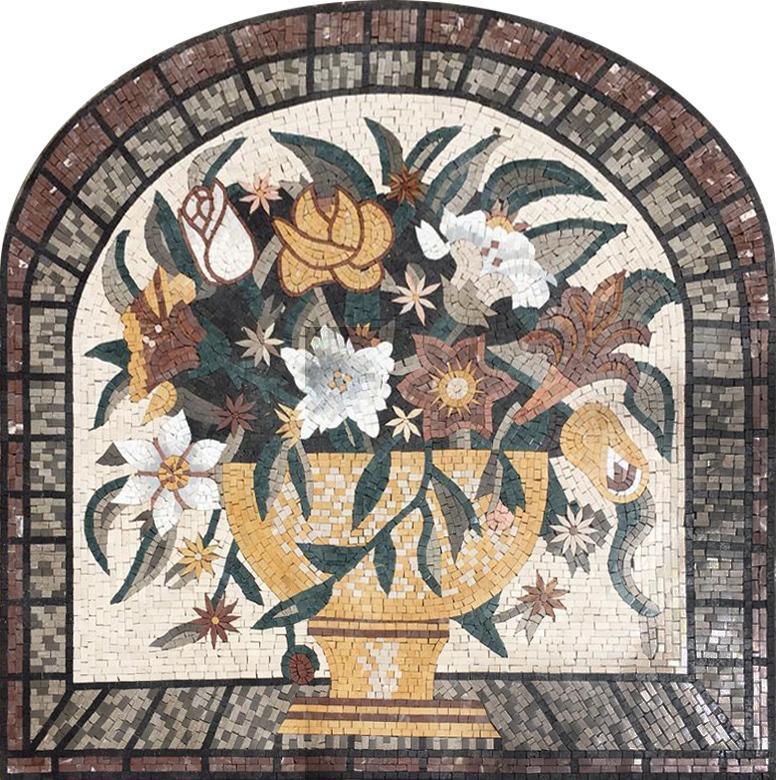 La flor dorada - Obra de arte en mosaico a la venta