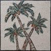 Arte de parede em mosaico de mármore - palmeiras Arecaceae