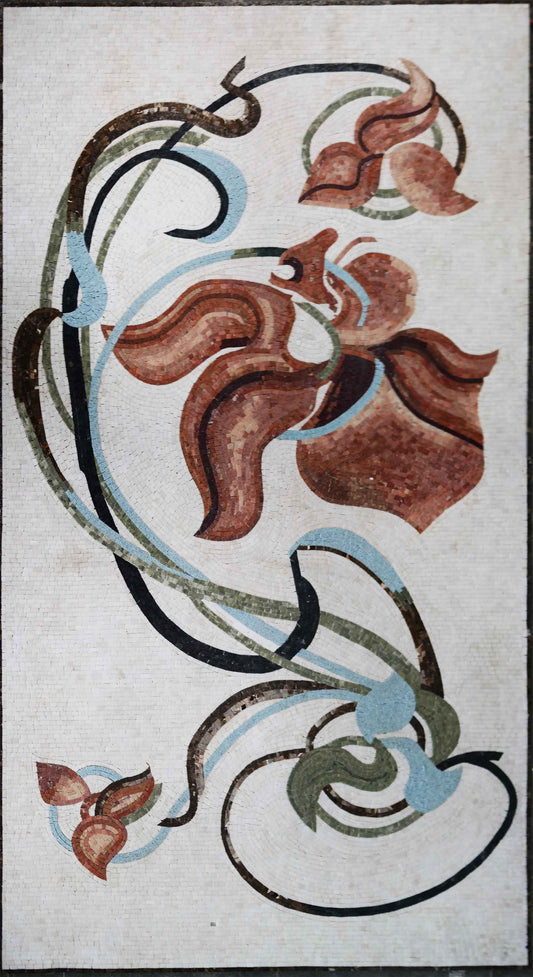 Floral Mosaic - Blue & Red Flower