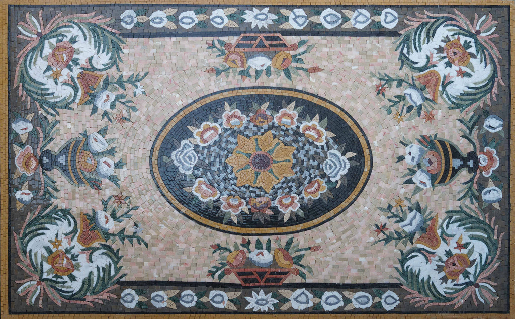 Blumenmosaik-Teppiche