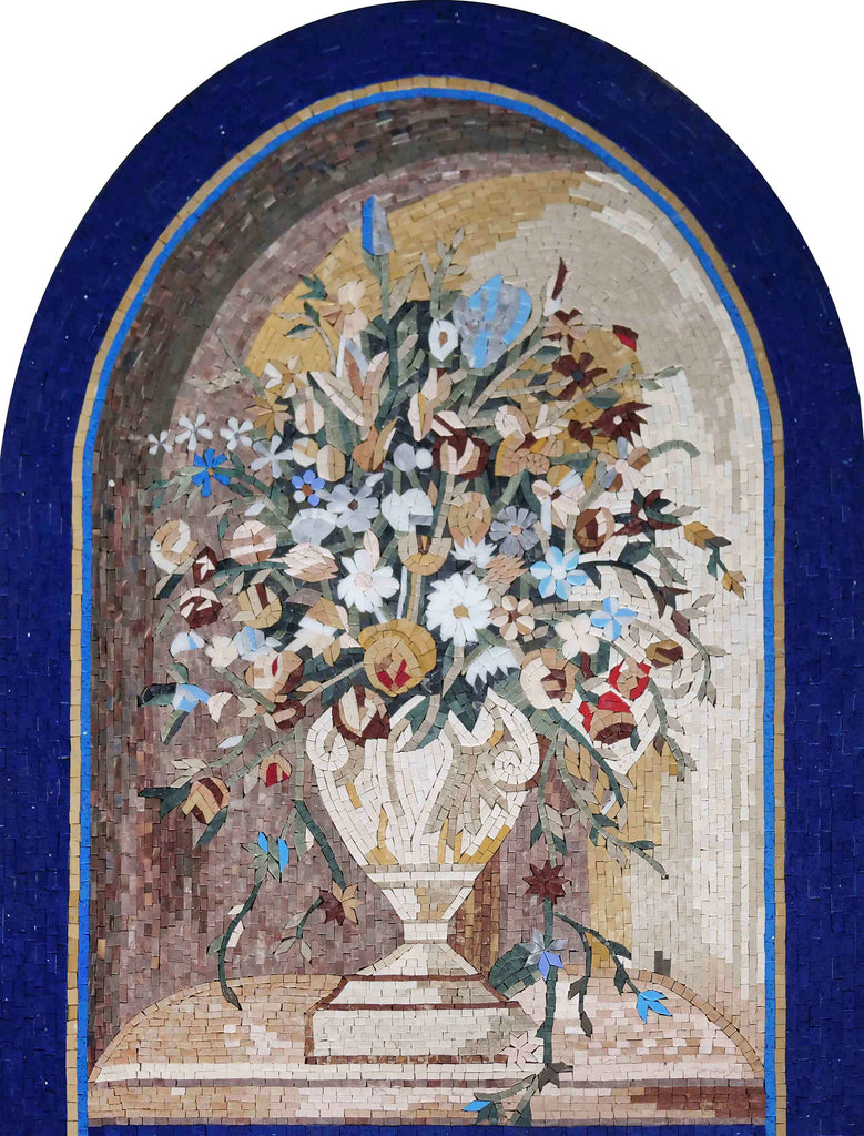 Mosaik-Wandkunst - bunte Blumenvase