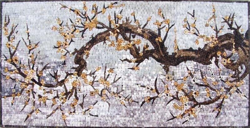 Projetos de mosaico - tronco de árvore de outono