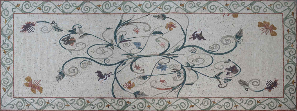Mosaico de Flores - Tapete de Flores Neutras