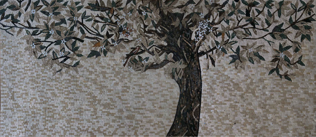 Árbol decorado con pájaros - Paisaje mosaico