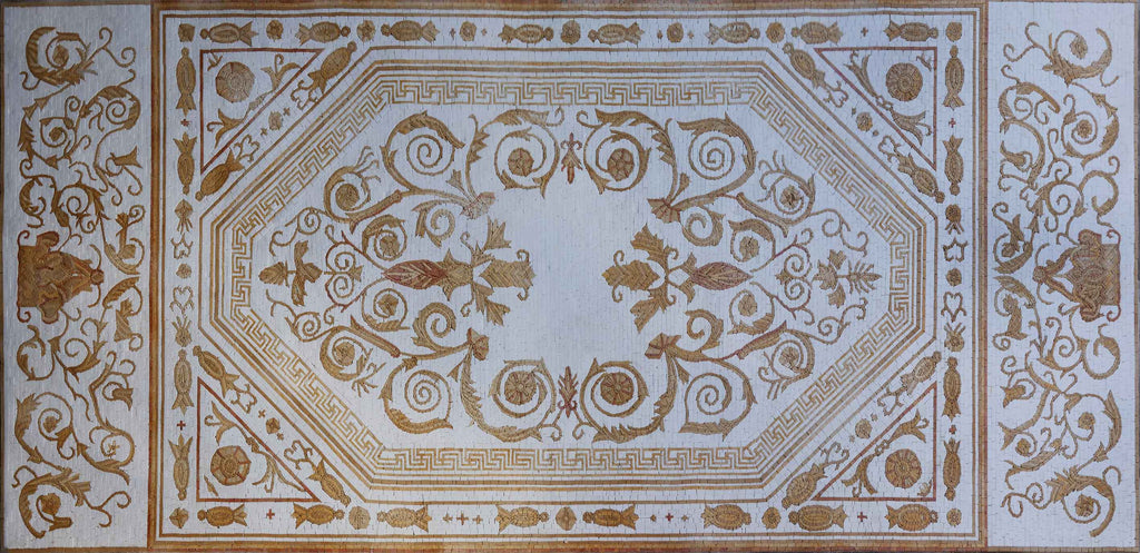 Royal Rectangular Rug Mosaic Artwork | Flowers And Trees | Mozaico