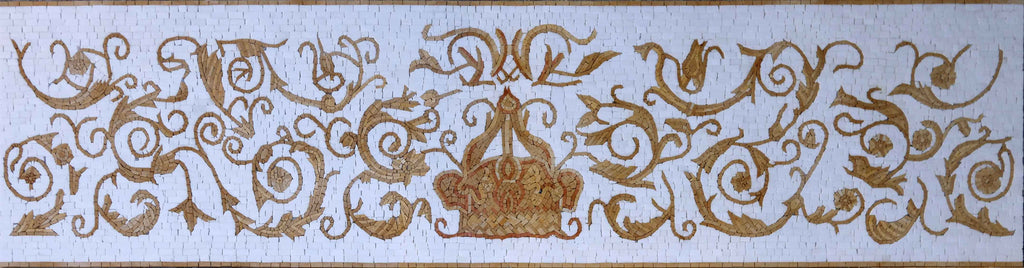Golden Royal Rug Mosaic Art | Flowers And Trees | Mozaico