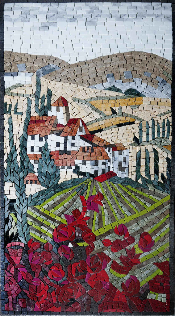 Houses and Mountains - Mosaic Scenery