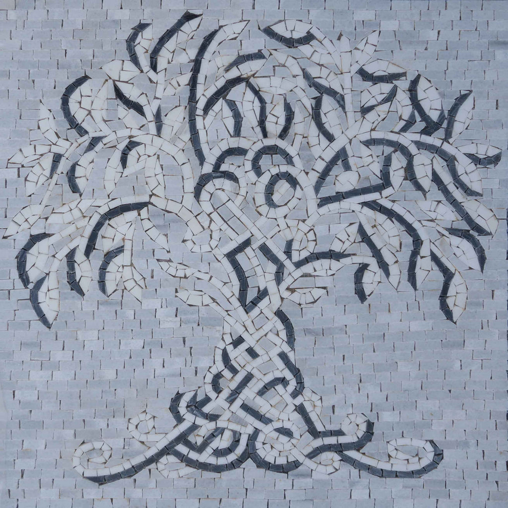 Arte del mosaico con alberi intrecciati