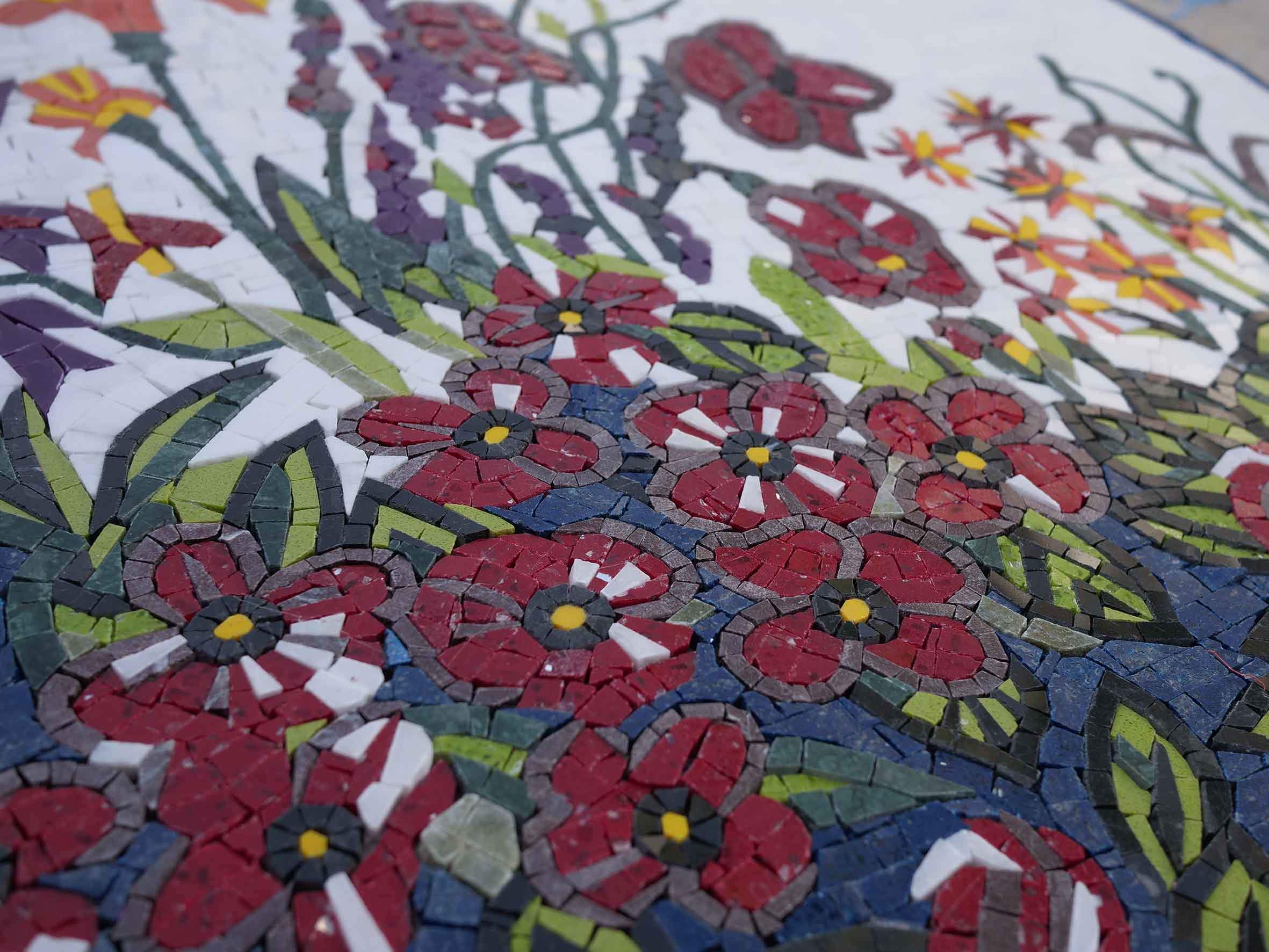 Humming Birds Mosaic In Spring Art – Mozaico
