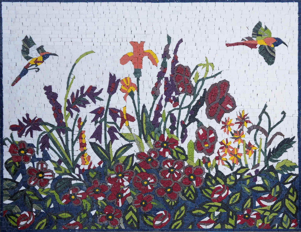 Colibríes en primavera - Arte mosaico