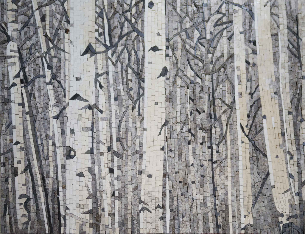 Arte della parete del mosaico degli alberi di betulla