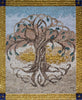 Árvore da Vida Dourada - Arte em Mosaico