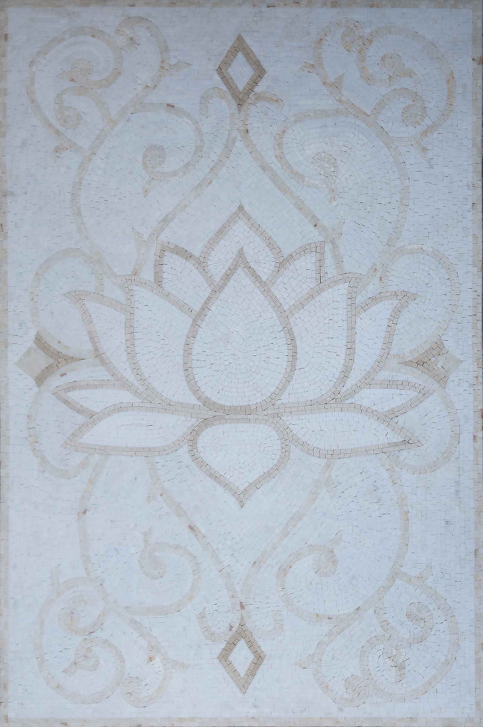 Arte Mosaico Simples - Flor Sobre Fundo Branco