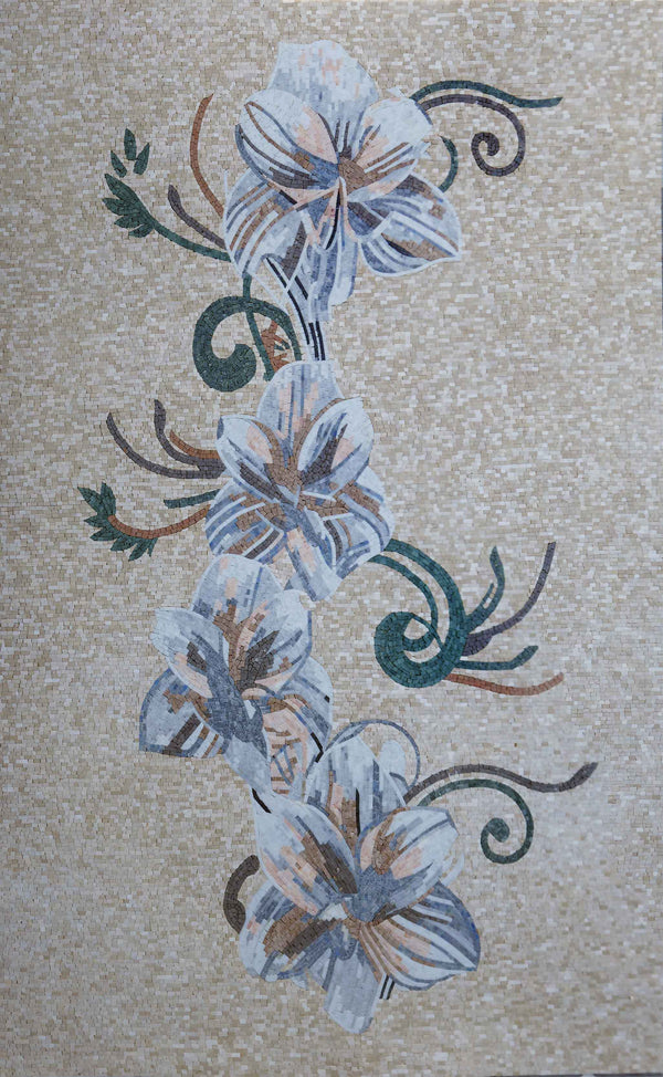 Hanging Flowers Art - Mosaico Mosaic Luxury Handcrafted Natural Stone Decor - Mesh Backing