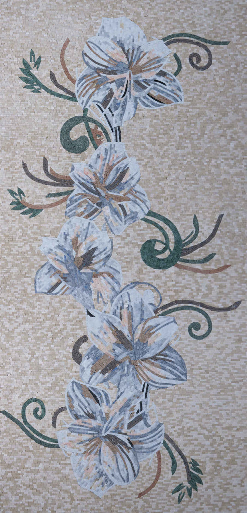 Portrait en mosaïque - Tapisserie florale