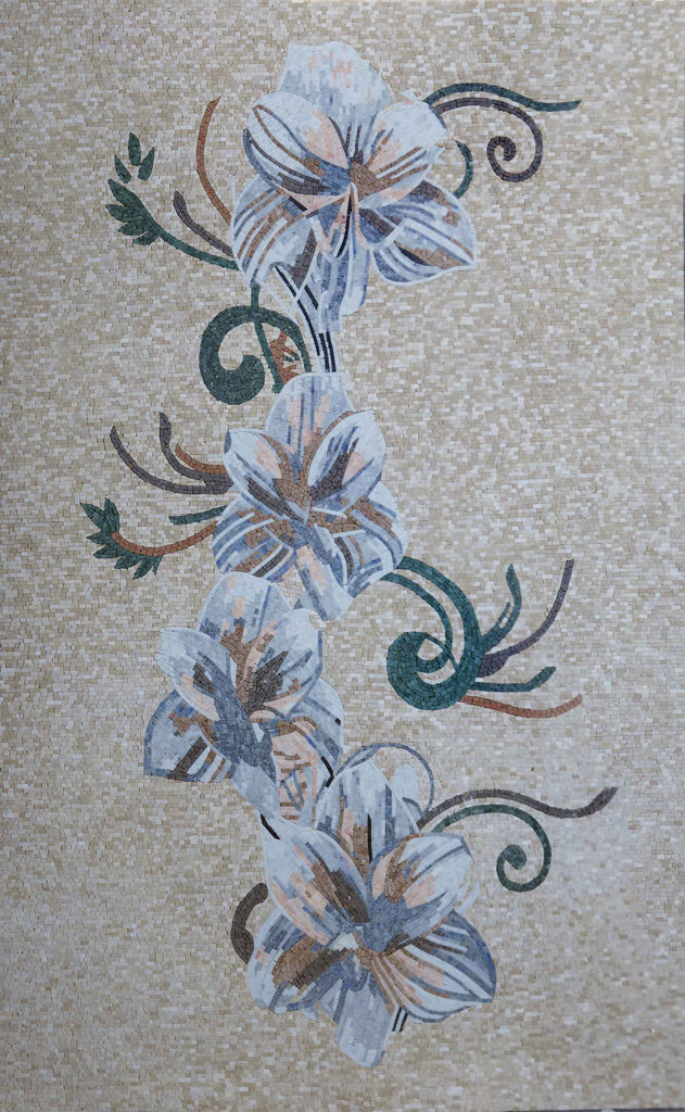 Arte em mosaico de flores penduradas