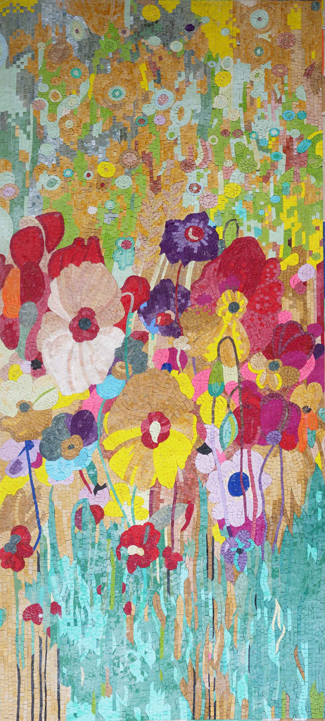 Arte del mosaico del giardino di fiori colorati