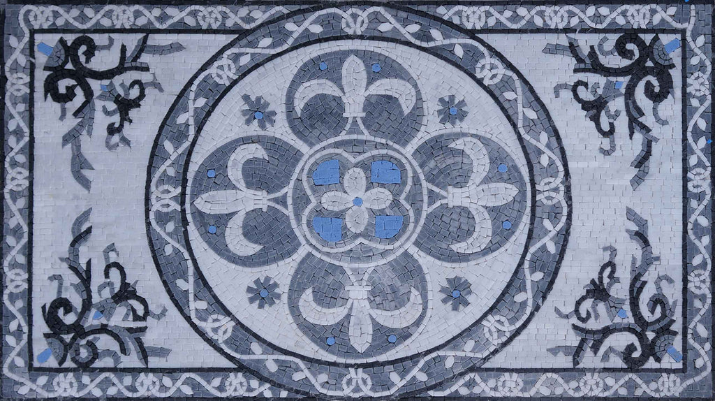Tapete de mosaico retangular - design floral