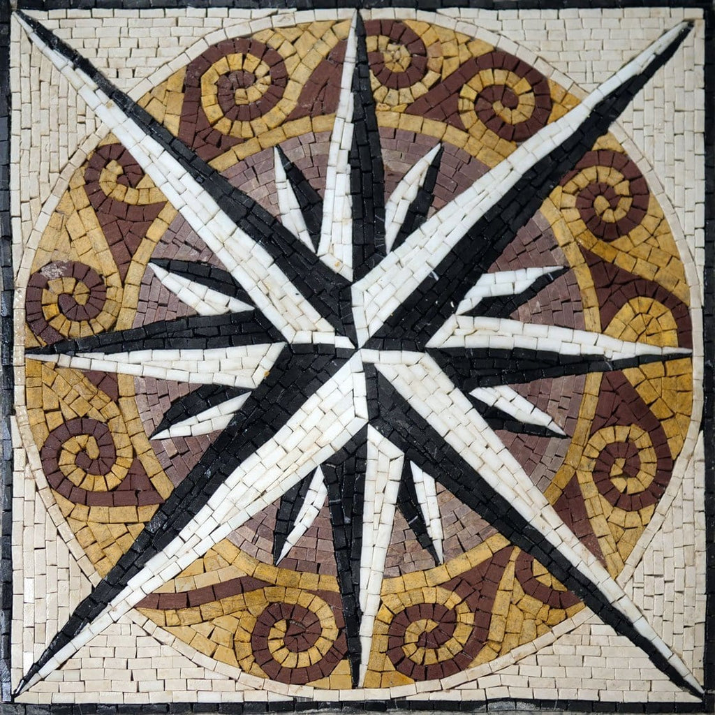 Greek Compass - Mosaic Artwork
