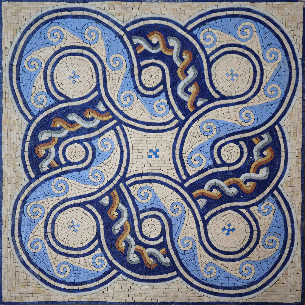 Arte em mosaico azulejo - agosto azul