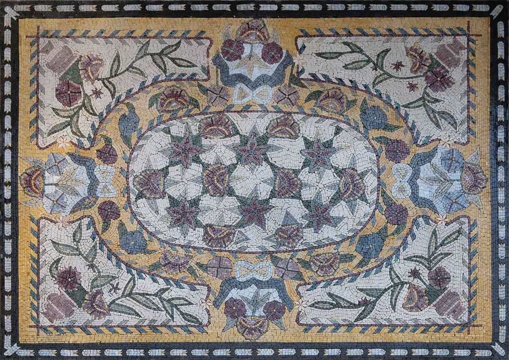 Rectangular Rug Marble Mosaic Floor Decor