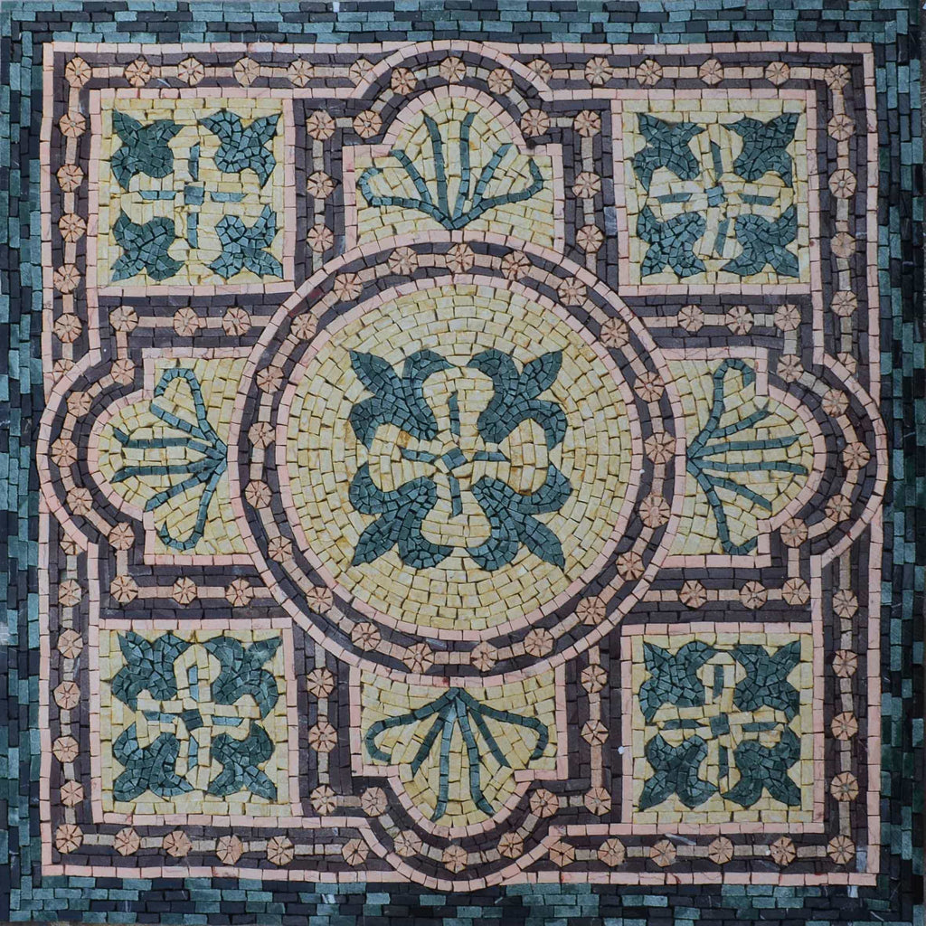 Геометрический цветочный квадрат - кипрская мозаика
