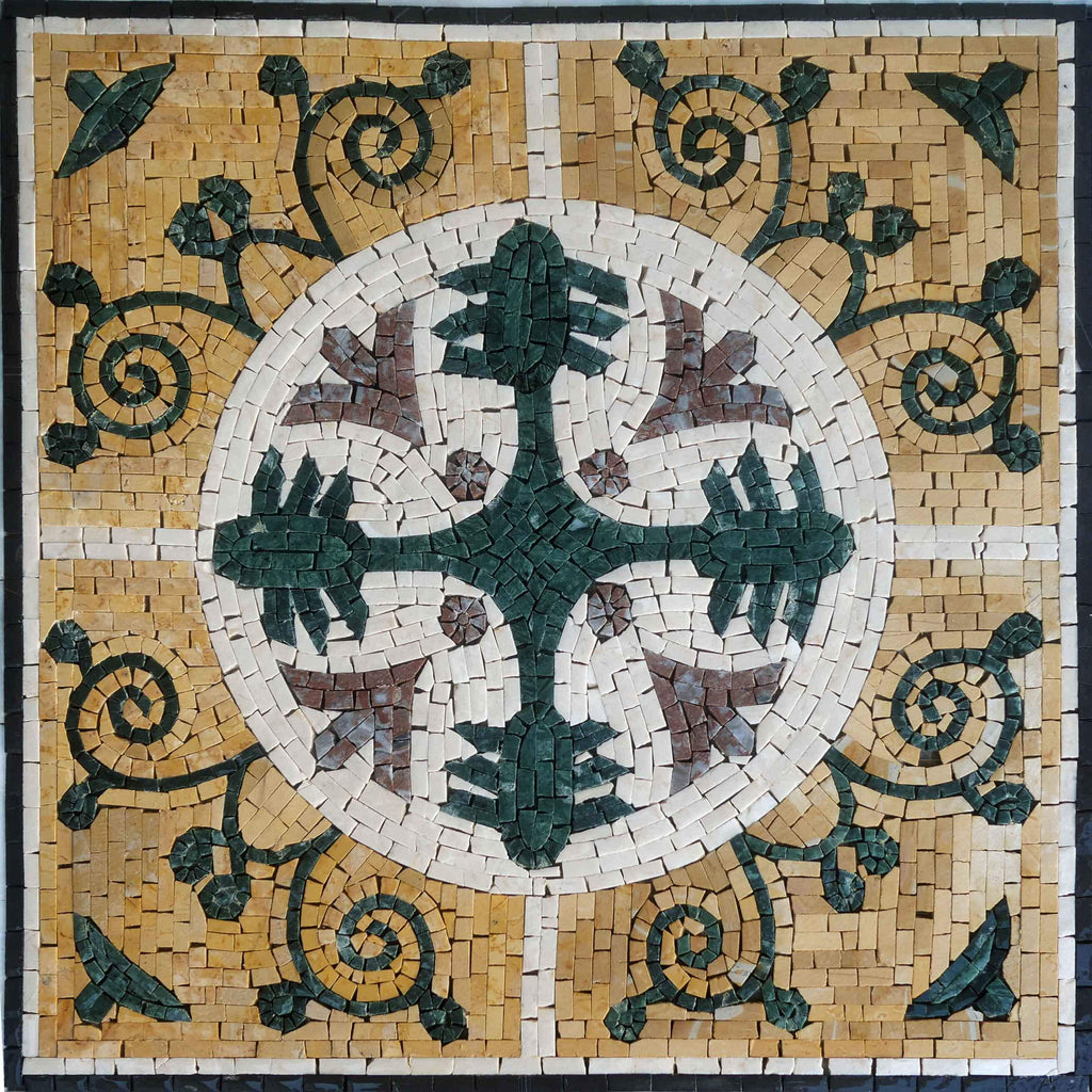 Mosaico con croce di fiori in fiore
