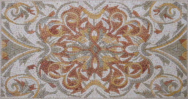 Designed Floral Geometric - Custom Made Mosaic Elegantly - 120cm x 60cm (47'' x 24'')" - Mesh Backing