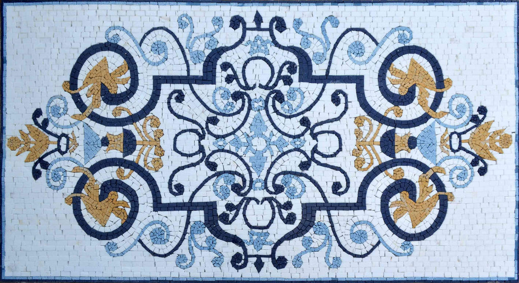 Mosaico de tapete de área - Ceiba branco