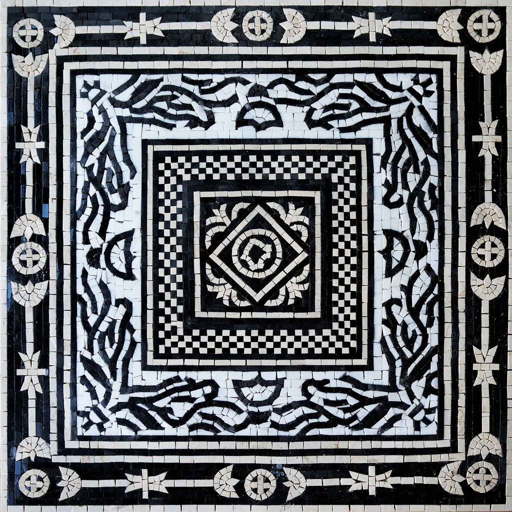 Mosaico Geométrico - Ilusão em Preto e Branco