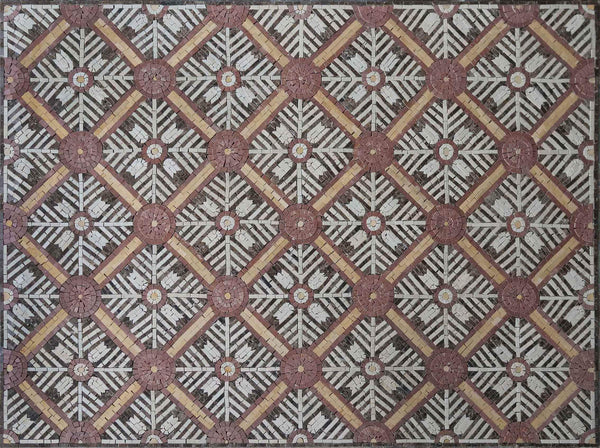 Floral Geometric Pattern - Mosaic Decoration Artwork - Mesh Backing