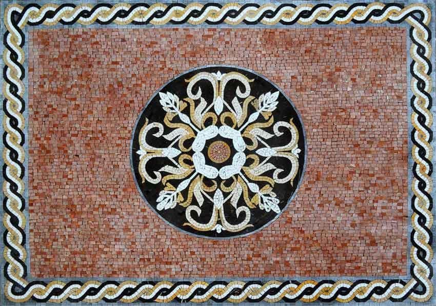 Mosaico de tapete geométrico de flores