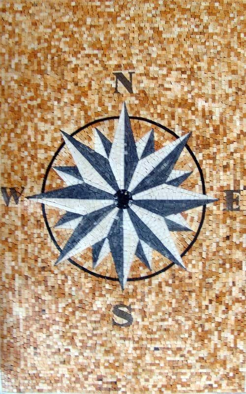 Wanderlust II - Arte em mosaico de bússola | mosaico