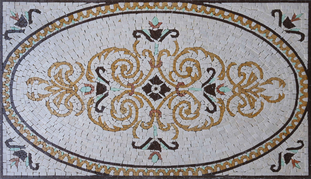 Tappeto Arabesco in Marmo Mosaico - Sabbia